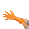 Nitrilinės tekstūruotos AMPri Solid Safety didelio sukibimo oranžinės pirštinės, oranžinės, 50 vnt.
