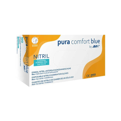 Nitriilikäsineet Puuteriton AMPri Pura Comfort Sininen, Sininen, 100 kpl