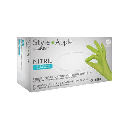 Púdermentes nitril kesztyűk AMPri Style Apple, zöld, 100 db