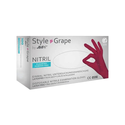 Rękawice nitrylowe bez pudru AMPri Style Grape, Granat, 100 szt.