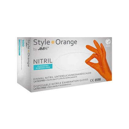 Gants en nitrile sans poudre AMPri Style Orange, Orange, 100 pc