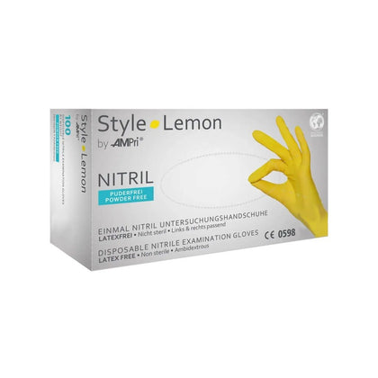 Nitriilikäsineet, puuteriton AMPri Style Lemon, keltainen, 100 kpl