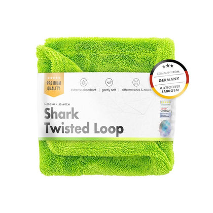 Sausas rankšluostis ChemicalWorkz Shark Twisted Loop, 1300 GSM, 40 x 40 cm, žalias