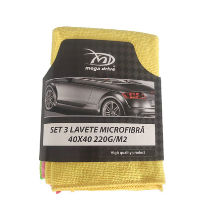 Set of 3 Microfiber Cloths Mega Drive 220g/m2, 40 x 40cm