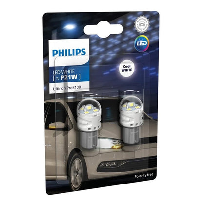 LED Bulb Set Philips Ultinon Pro3100 12V, P21W, White, 2 pcs