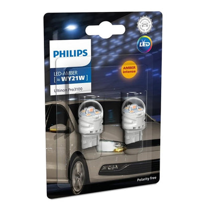 LED Bulb Set 12V, WY21W, Philips Ultinon Pro3100, Yellow, 2 pcs