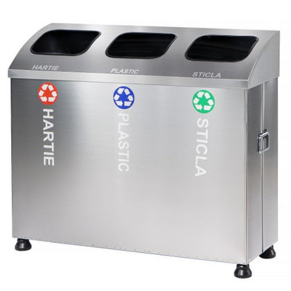 Set of Selective Waste Bins Inox Esenia, 54L, 3 pcs