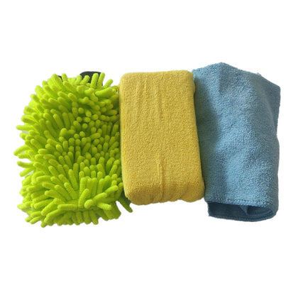 Car Cleaning Set with Mitt, Sponge, and Cloth Mega Drive 3 in 1