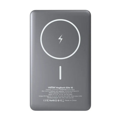 Външна батерия Vetter MagBank Elite 10, MagSafe батерия, сива