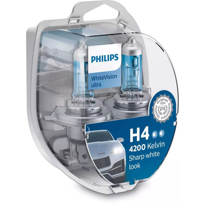 Halogén izzók H4 Philips WhiteVision Ultra 12V, 60/55W, 2 db