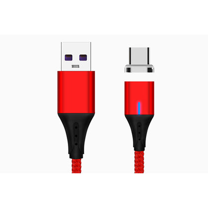 Magnetinis USB įkrovimo kabelis - USB C 3.0 Mega Drive, 5A, 1,5m, Raudonas