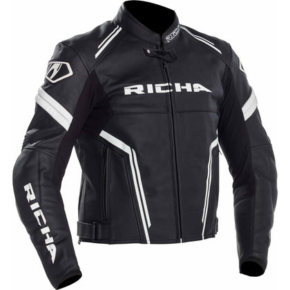 Usnjena motoristična jakna Richa Assen, črno/bela