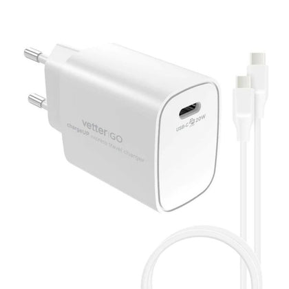 Φορτιστής Vetter chargeUP USB C, Smart Travel, 20W, Λευκό
