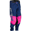 Dziecięce spodnie terenowe Fly Racing Youth Kinetic Khaos, niebieskie/różowe/szare