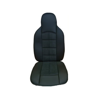 Комплект калъфи за седалки от кожа и алкантара, черни, 2 бр