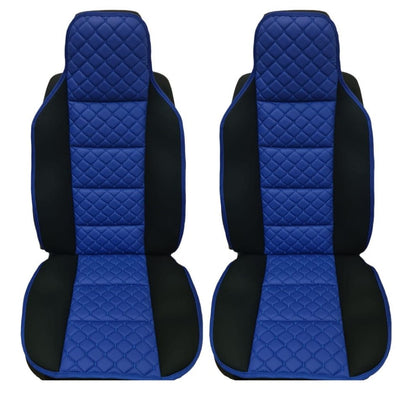 Set usnjenih in tekstilnih prevlek za sedeže, črna / modra, 2 kosa