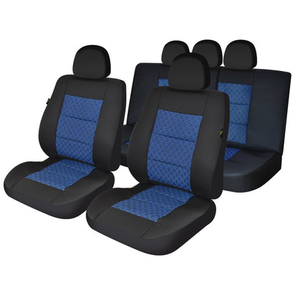 Комплект калъфи за седалки Umbrella Premium Lux, Черно - Син